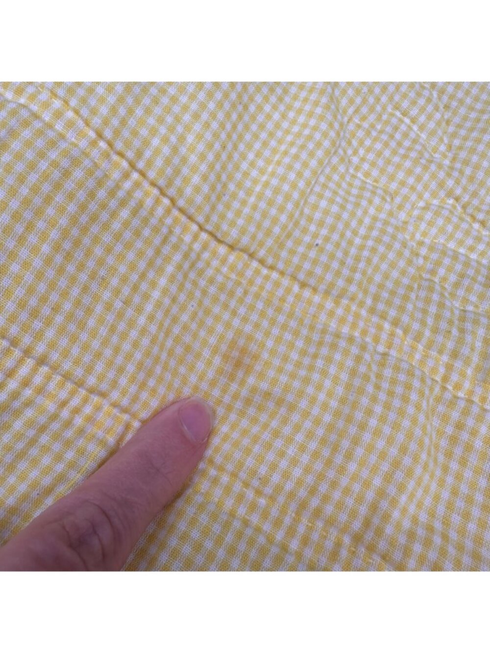 Vintage Baby Quilt Animal Appliques Yellow White Gingham 1992 Handmade Blanket - Picture 5 of 8